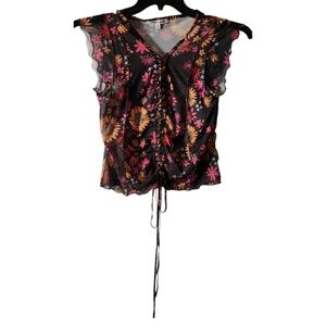 Miss Selfie Floral Sleeveless Blouse Size Extra Large